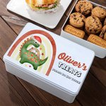 Personalized Fantasy Unicorn or Dinosaur Rainbow Metal Biscuit Tin