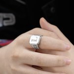 Personalized Engraved Initial Men's Signet Ring Watchband Pinky Ring Father's Day Birthday Anniversary Gift for Him