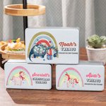 Personalized Fantasy Unicorn or Dinosaur Rainbow Metal Biscuit Tin