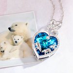 Personalised Mama Baby Bear Necklace with Engraved Names Hearts Pendant Jewellery Adorned with Crystal Birthday Gift for Woman