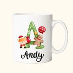 Personalized Christmas Cute Animal Alphabet Name Mug for Children