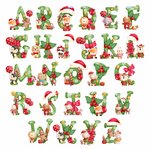 Personalized Christmas Animal Alphabet Linen Drawstring Bag for Gift Wrapping Party Favors