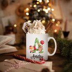 Personalized Christmas Cute Animal Alphabet Name Mug for Children