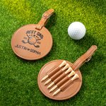Porte-Tees de Golf en Cuir PU Personnalisé avec Texte Rangement pour Départs de Golf Cadeau Anniversaire Fête des Pères pour Golfeur Amateurs de Golf
