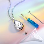 Personalizado Tiny Tear Drop Cremation Urn Necklace with Engraved Text Minimalist Jewelry Memorial Gift for Women