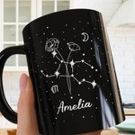 Mug en Céramique Personnalisé avec Nom Signe du Zodiaque Fleur de Naissance Tasse à Café pour Femme Cadeau Anniversaire Fête