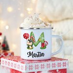 Personalised Christmas Alphabet 12oz Enamel Camping Mug for Children