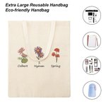 Sac en Toile Personnalisé avec Fleur de Naissance et Nom Sac de Grande Capacité Cadeau Anniversaire Fête pour Femme