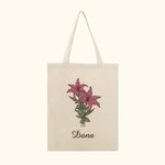 Sac en Toile Personnalisé avec Fleur de Naissance et Nom Sac de Grande Capacité Cadeau Anniversaire Fête pour Femme