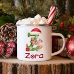 Personalised Christmas Alphabet 12oz Enamel Camping Mug for Children