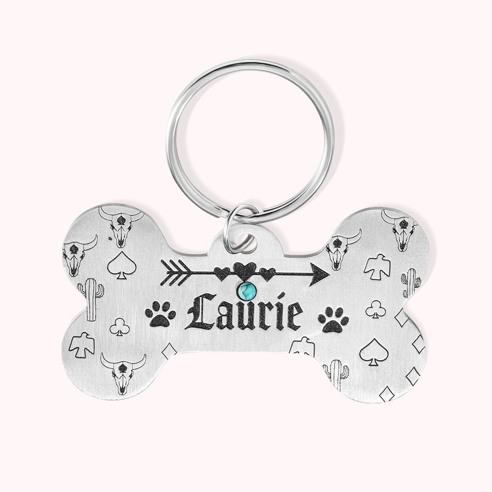 Personalisierte türkisfarbene Hundemarken mit Namen