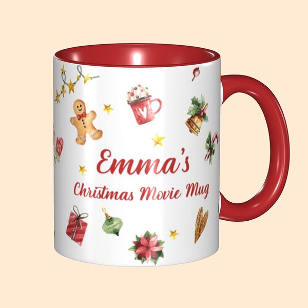 Taza roja personalizada de la película de Navidad