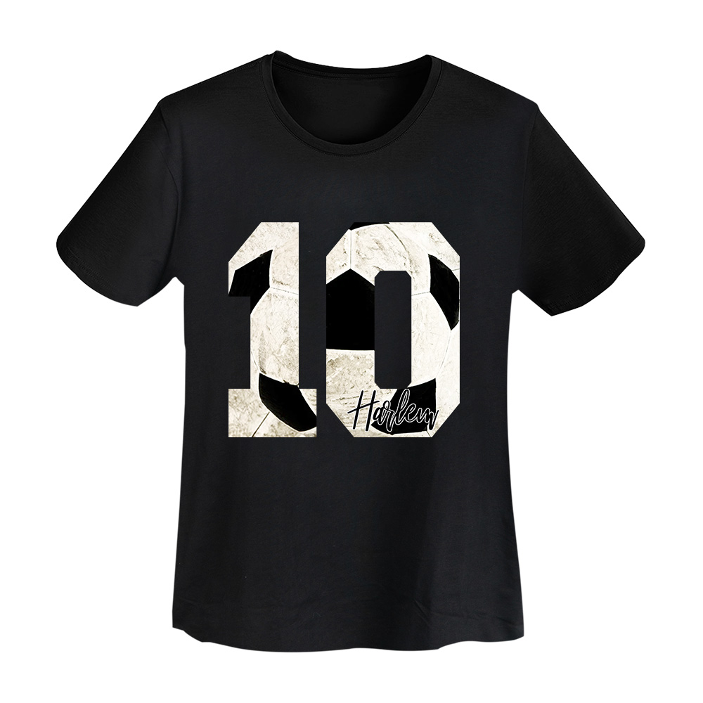 T-shirt Personnalisé avec Numéro et Nom de Football Baseball Rugby Volley-ball Cadeau d'Anniversaire pour Femme Amoureux de Sport