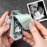 Porte-Clésen Cuir Personnalisé avec Texte Gravé Fête des Pères Fête des Mères Cadeau Anniversaire pour Femme Homme