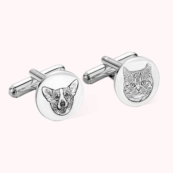 Boutons de Manchette Commémoratifs Personnalisés avec Photo de l'Animal de Compagnie Cadeau Anniversaire Fête des Pères pour Marié Père Hommes