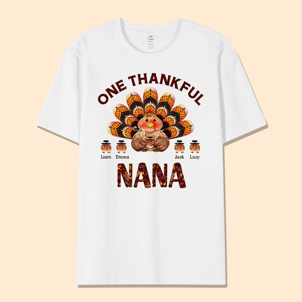 Personalised Thankful Nana Turkey T-shirt for Thanksgiving Day Gift