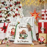 Personalized 1st Christmas Cute Animal Reusable Drawstring Gift Bags