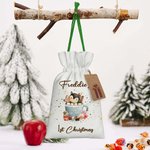 Personalized 1st Christmas Cute Animal Reusable Drawstring Gift Bags