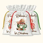 Personalized 1st Christmas Cute Animal Reusable Drawstring Gift Bags