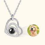 Personalised Double Heart Photo Projection Necklace Studded with Diamonds