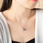 Personalised Double Heart Photo Projection Necklace Studded with Diamonds