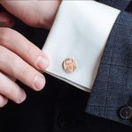 Personalised Portrait Photo Cufflinks with Engraved Text Father's Day Valentine's Day Gift for Men