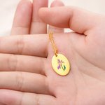 Collier Prénom Fleur de Naissance Émaillée Personnalisée Cadeau Anniversaire Fête pour Femme
