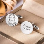 Personalised Portrait Photo Cufflinks with Engraved Text Father's Day Valentine's Day Gift for Men