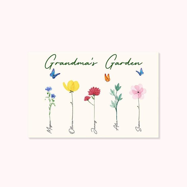 Personalizado 1-16 Familia Flores de Acuarela Horizontal Lienzo sin marco Pintura con nombre Día de la Madre Cumpleaños Regalo para la familia