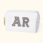 Iniziali personalizzate Cosmetico portatile versatile borsa per il trucco in pelle per le donne