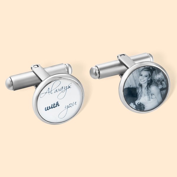 Boutons de Manchette Personnalisés avec Photo Cadeaux d'Anniversaire Fête des Pères pour le Mari le Père