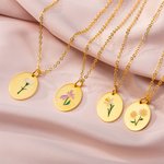 Collier Prénom Fleur de Naissance Émaillée Personnalisée Cadeau Anniversaire Fête pour Femme