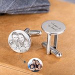 Personalised Portrait Photo Cufflinks with Engraved Text Father's Day Valentine's Day Gift for Men