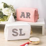 Iniziali personalizzate Cosmetico portatile versatile borsa per il trucco in pelle per le donne