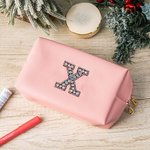 Iniziali personalizzate Cosmetico portatile versatile borsa per il trucco in pelle per le donne