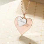 Collar personalizado de plata de ley con doble corazón y nombre grabado