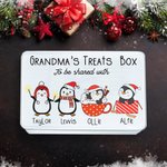 Personalized Cute Christmas Penguin Characters Metal Biscuit Tin
