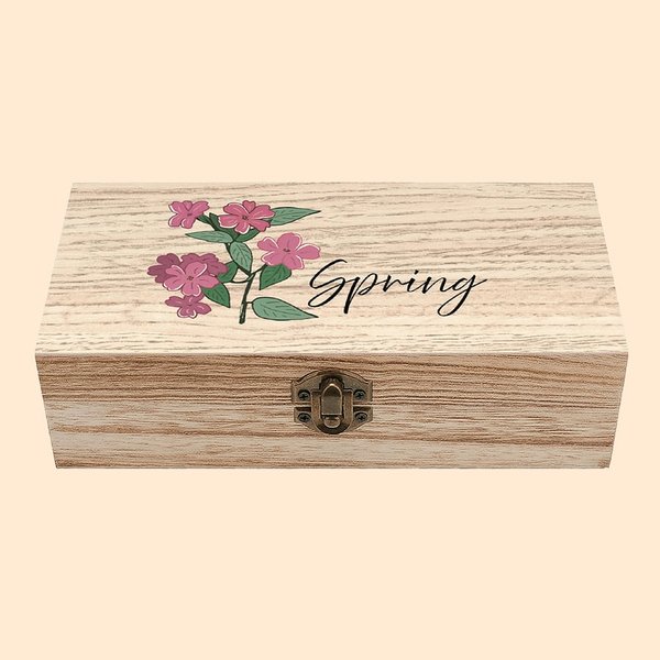 Portaoggetti in legno personalizzato con fiori di nascita