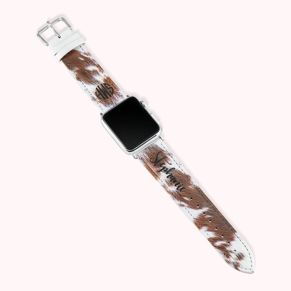 Bracelet de montre personnalisé en faux cuir de vachette pour Apple