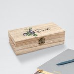 Boîte de Rangement en Bois Personnalisée avec Fleur de Naissance et Nom Cadeau pour Femme