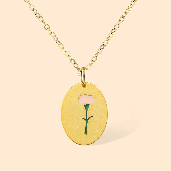 Personalisierte Emaille Geburt Blume Halskette mit Namen
