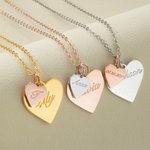 Collar personalizado de plata de ley con doble corazón y nombre grabado