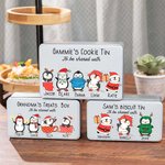 Personalized Cute Christmas Penguin Characters Metal Biscuit Tin