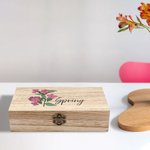Boîte de Rangement en Bois Personnalisée avec Fleur de Naissance et Nom Cadeau pour Femme