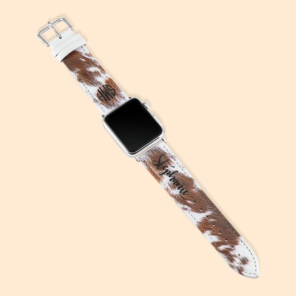 Gepersonaliseerde Faux Cowhide Design Horlogeband voor Apple