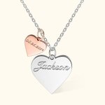 Collar personalizado de plata de ley con doble corazón y nombre grabado