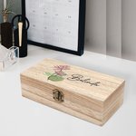 Boîte de Rangement en Bois Personnalisée avec Fleur de Naissance et Nom Cadeau pour Femme
