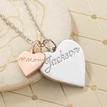 Collar personalizado de plata de ley con doble corazón y nombre grabado