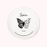Personalized Birth Flower and Butterfly Tattoo Design Jewellery Dish