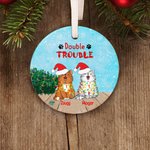 Ornement en Céramique Personnalisé avec Nom et Dessin de Chat Thème Chat Espiègle Décoration de Sapin Cadeau de Noël pour Famille